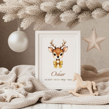 grafika, grafika z rojstnimi podatki, okvir z rojstnimi podatki, darilo ob rojstvu, telegram, personalizirano darilo, darilo z imenom za novorojenčka, božič, božično darilo za novorojenčka