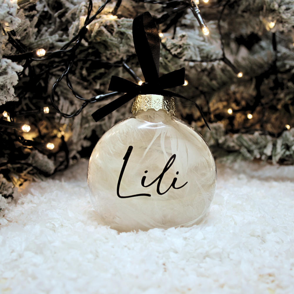 Personaliziran božični okrasek- peresa božična bunkica, personalizirana bunkica, personalizirana božična bunkica, božični okrasek, personalizirani božični okrasek, božična kroglica, personalizirana božična kroglica, telegram ob rojstvu, telegram v porodnišnico, darilo ob rojstvu, telegrami ob rojstvu otroka