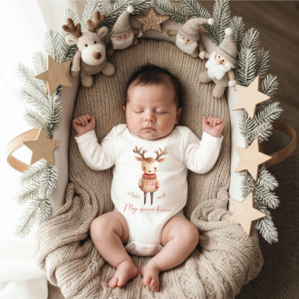 Moj prvi Božič personalizirani bodi otroški bodi za božič darilo za novorojenčka božični bodi bodi z napisom darilo za dojenčka božični spominek otroška oblačila za božič unikatno darilo novorojenček prvi božič božična oblačila za dojenčke personalizirano darilo božični outfit za dojenčke spominsko darilo
