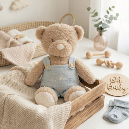 plišasti medvedek, moi prvi medvedek, personalizirani medvedek, medvedek z imenom, prvi medvedek, teddy, telegram ob rojstvu, telegram, darilo ob rojstvu, darilo za novorojenčka