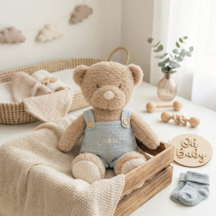 plišasti medvedek, moi prvi medvedek, personalizirani medvedek, medvedek z imenom, prvi medvedek, teddy, telegram ob rojstvu, telegram, darilo ob rojstvu, darilo za novorojenčka